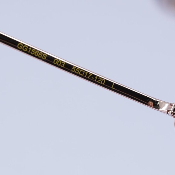 Gucci GG1566S 003 Sunglasses Ivory/Gold Rectangle Frame, Violet Lenses - Picture 9 of 12